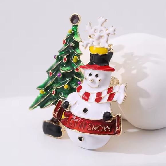 Snowman Let it Snow Christmas Tree Brooch - Picture 4 of 7